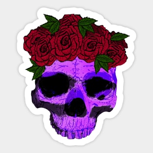 Purple Skull with a Crown of Roses Sticker